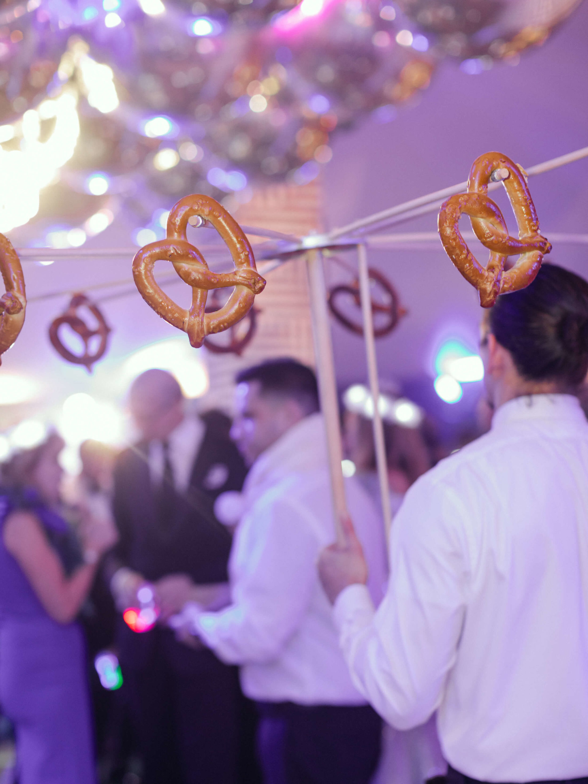 pretzels are served at dance party reception
