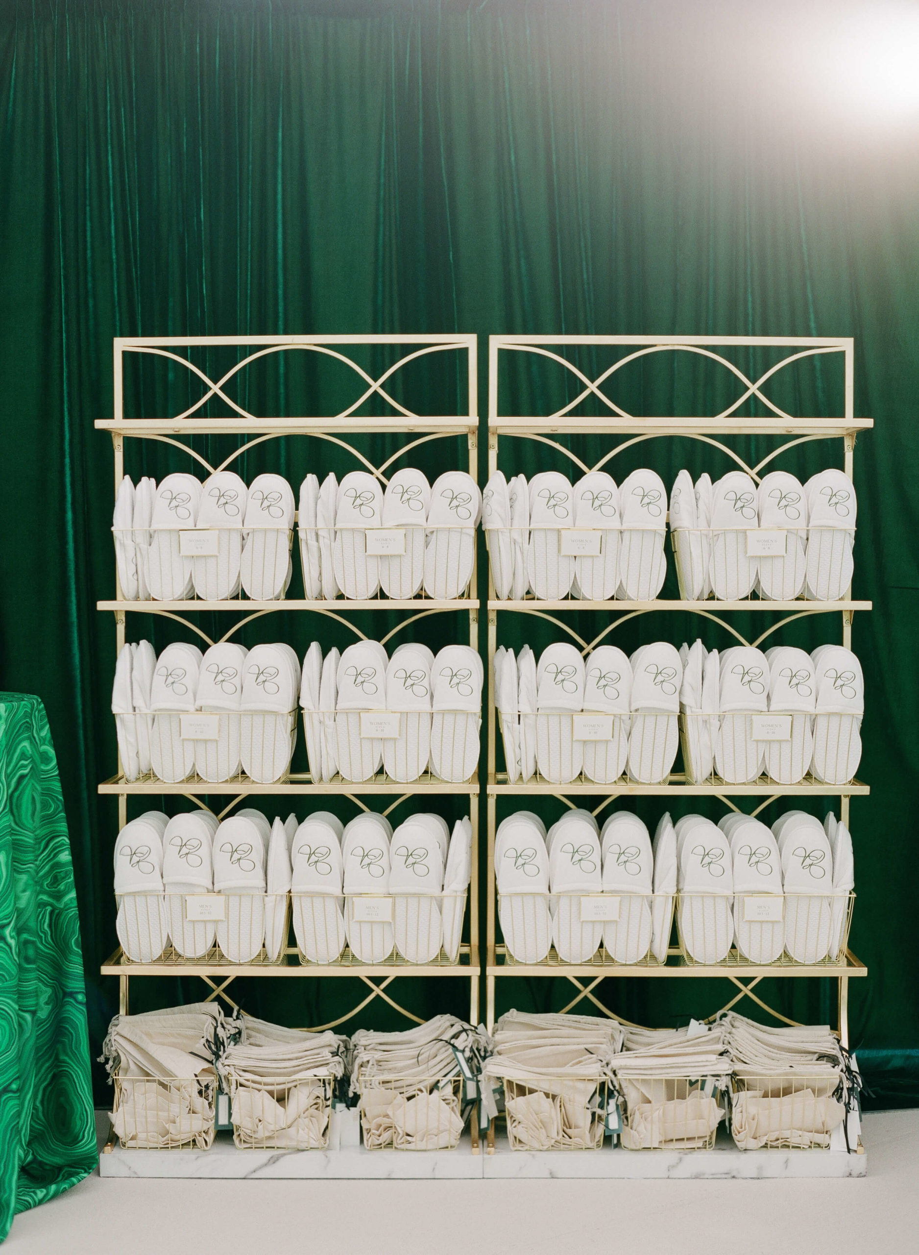 monogrammed hotel slippers for wedding guests