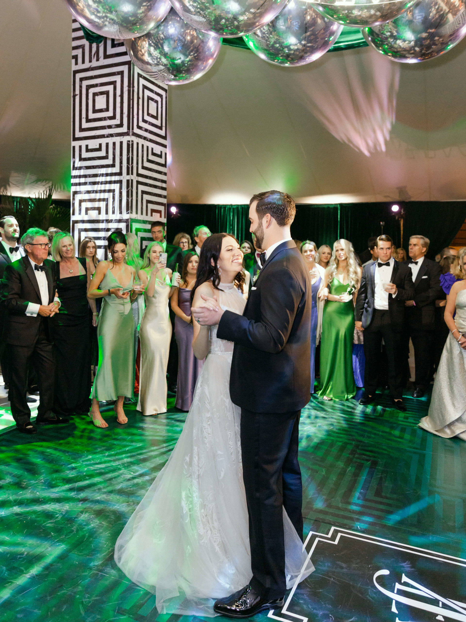 bride and groom dance at at-home wedding in Tampa