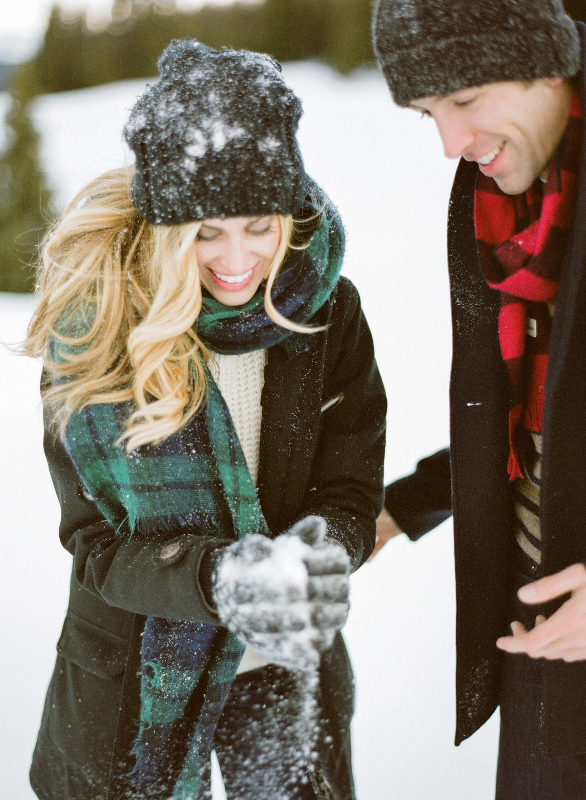 winter engagement shoot in snow