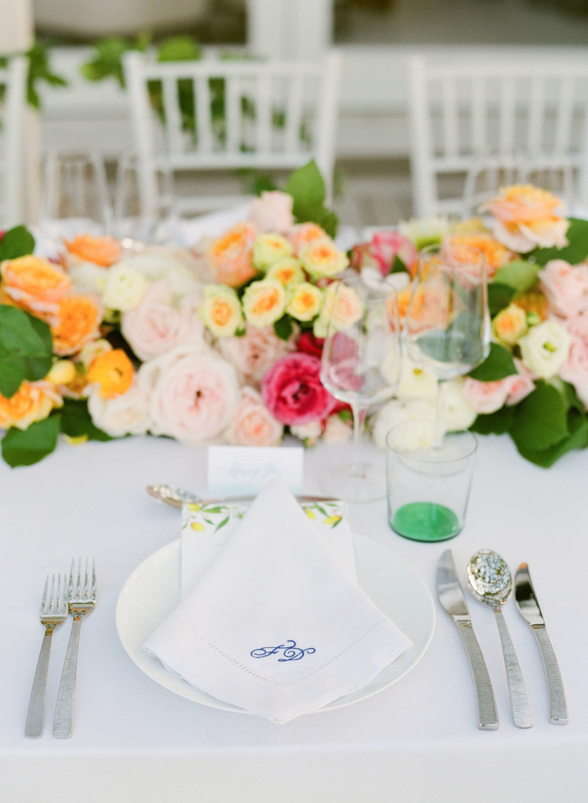 monogrammed place setting at 100th day celebration