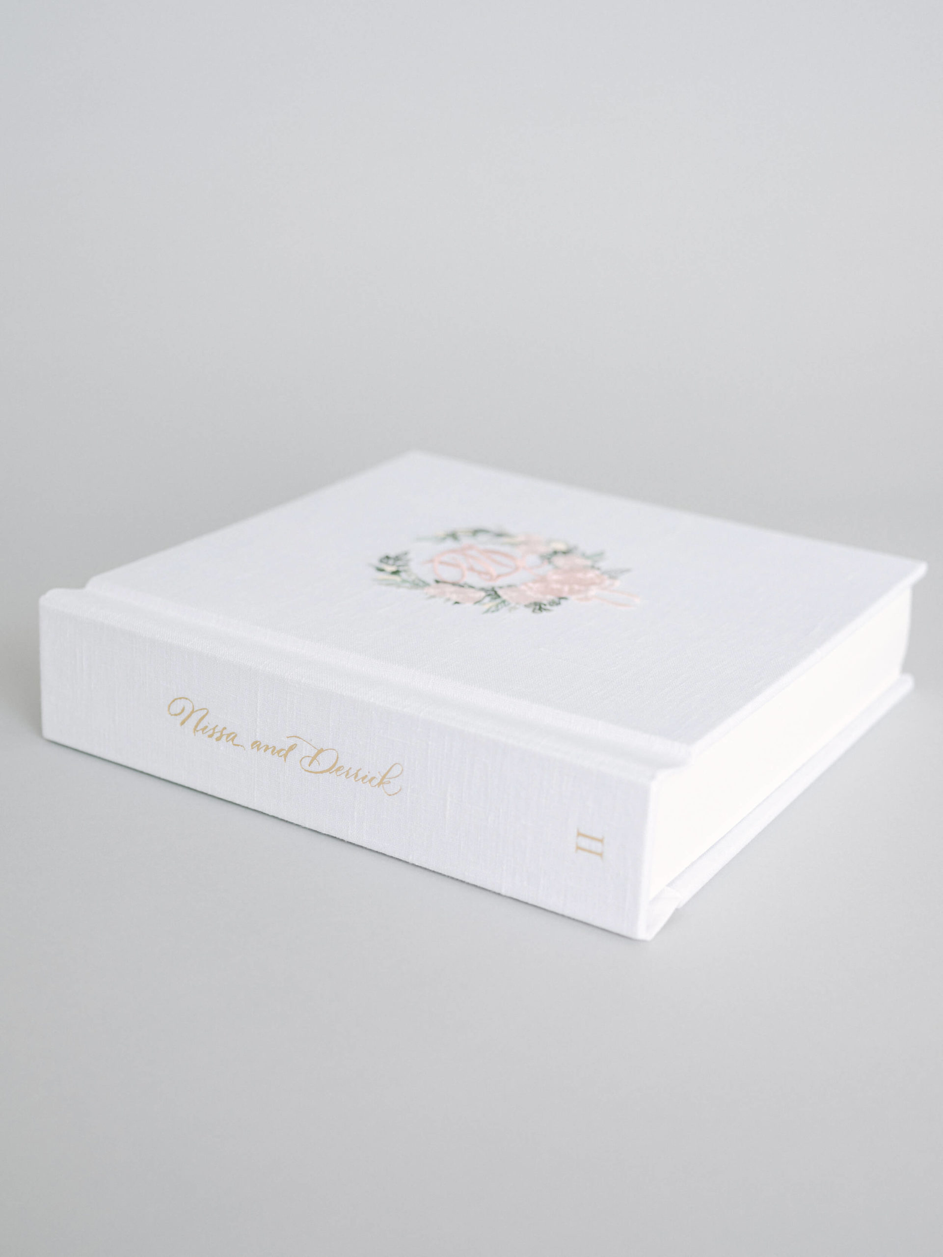 custom wedding album with gold foil imprinting