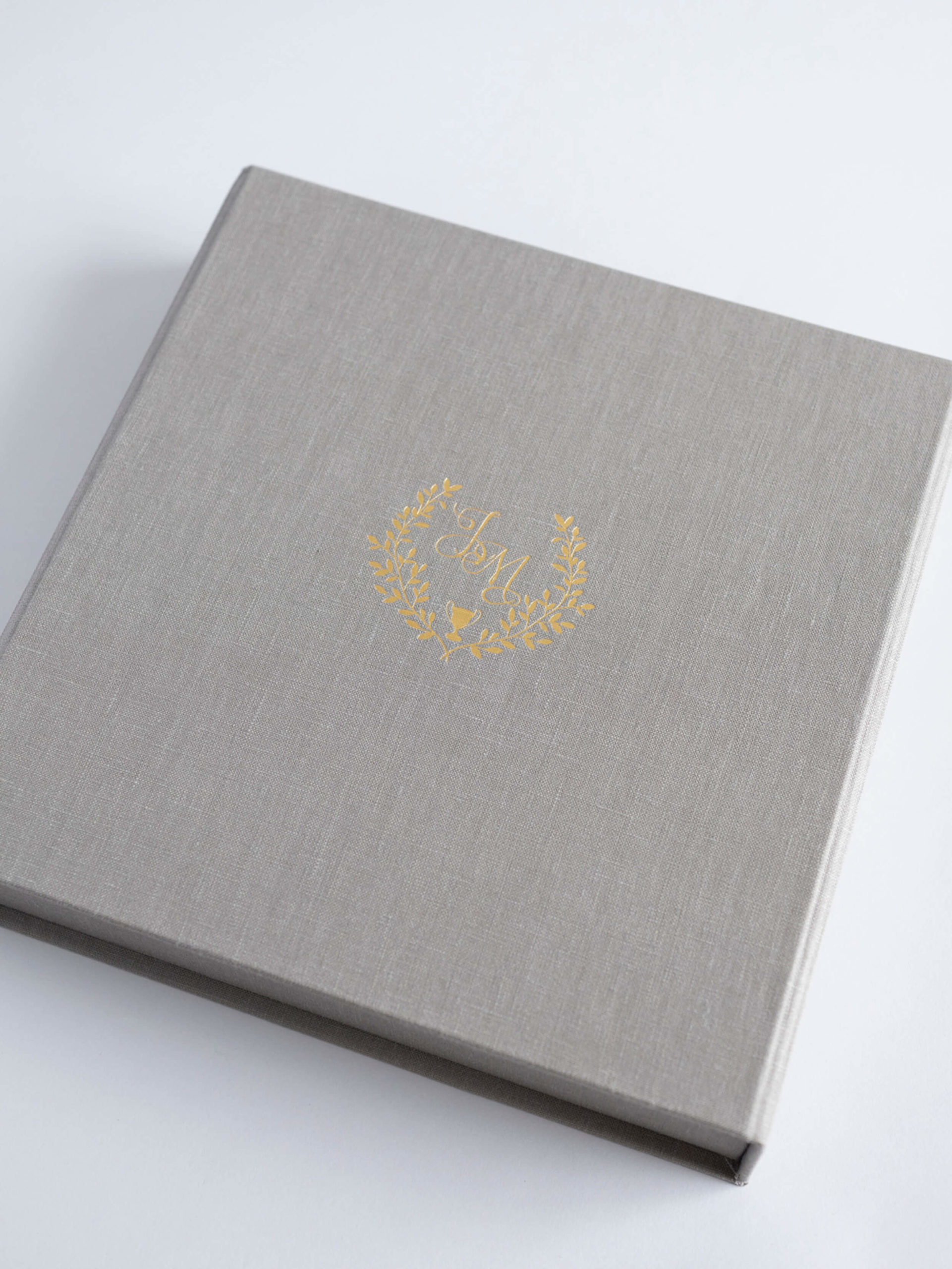 gray linen wedding album box