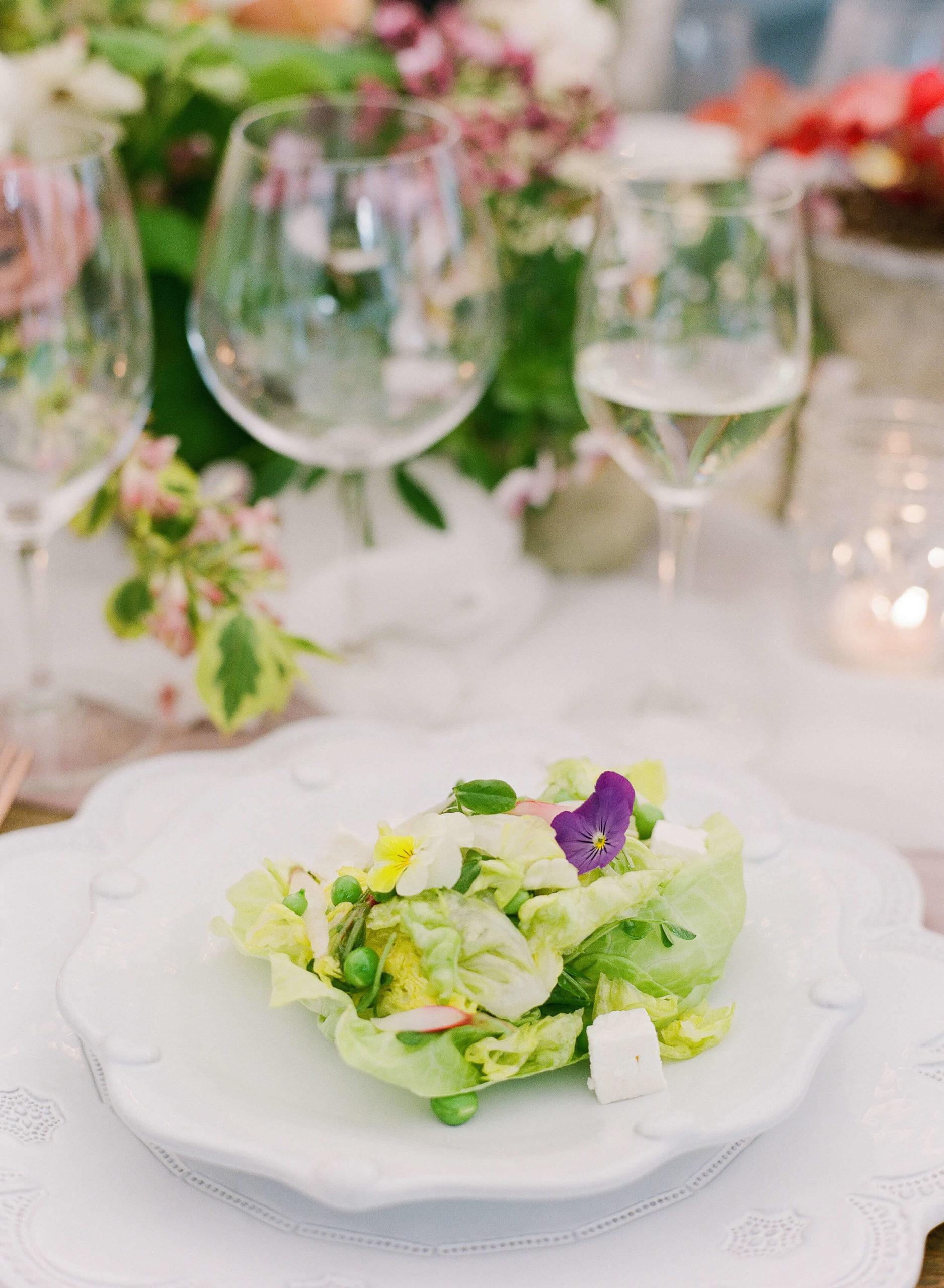 bibb lettuc salad at Napa wedding