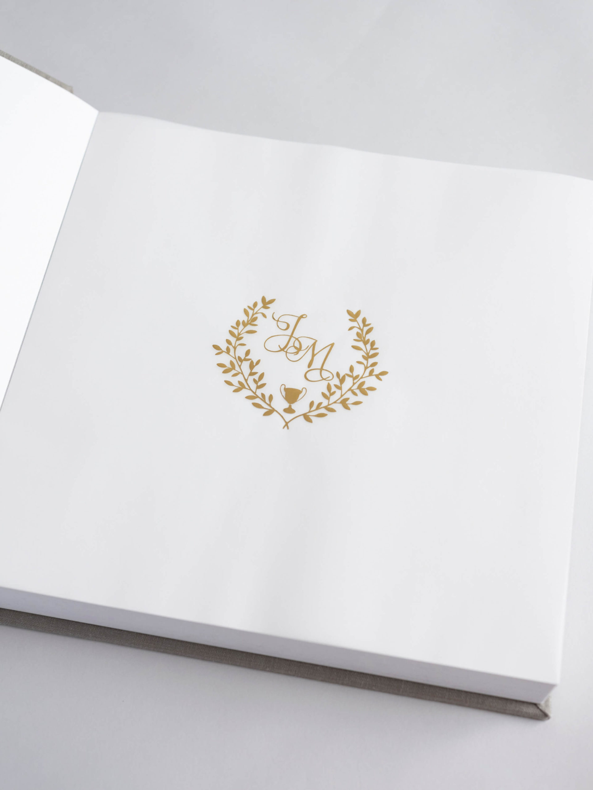 custom monogram in wedding album