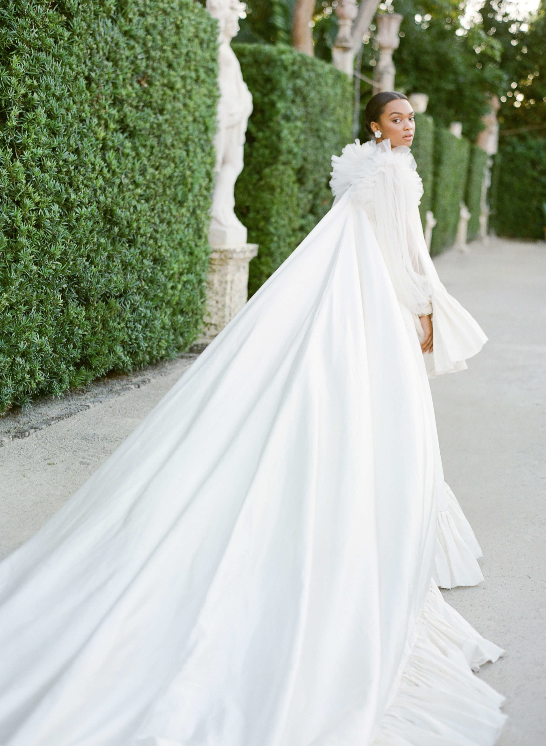 Dylan Parienty bridal couture gown with train
