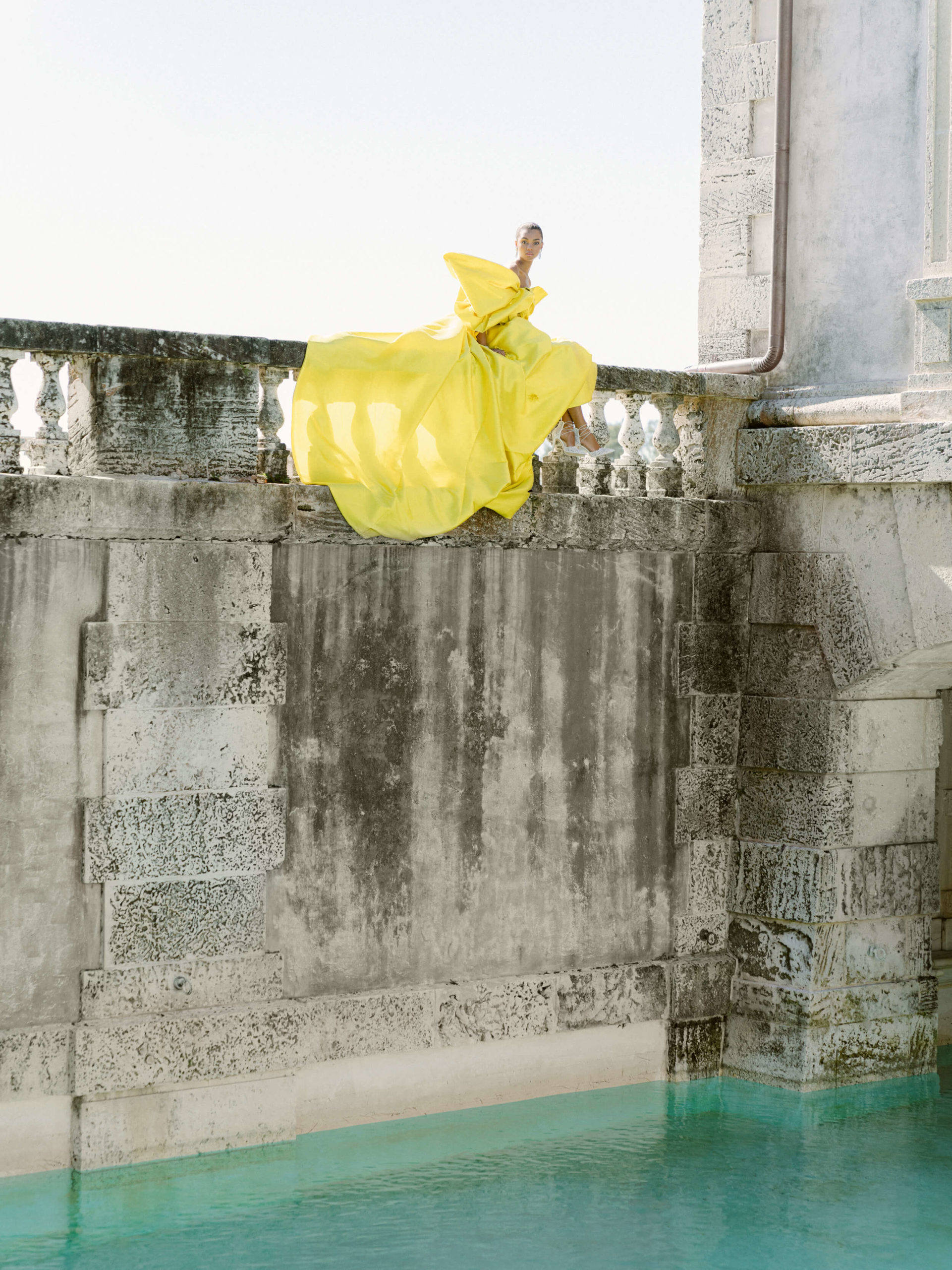 Edwin Oudshoorn yellow couture gown at Vizcaya Museum and Gardens