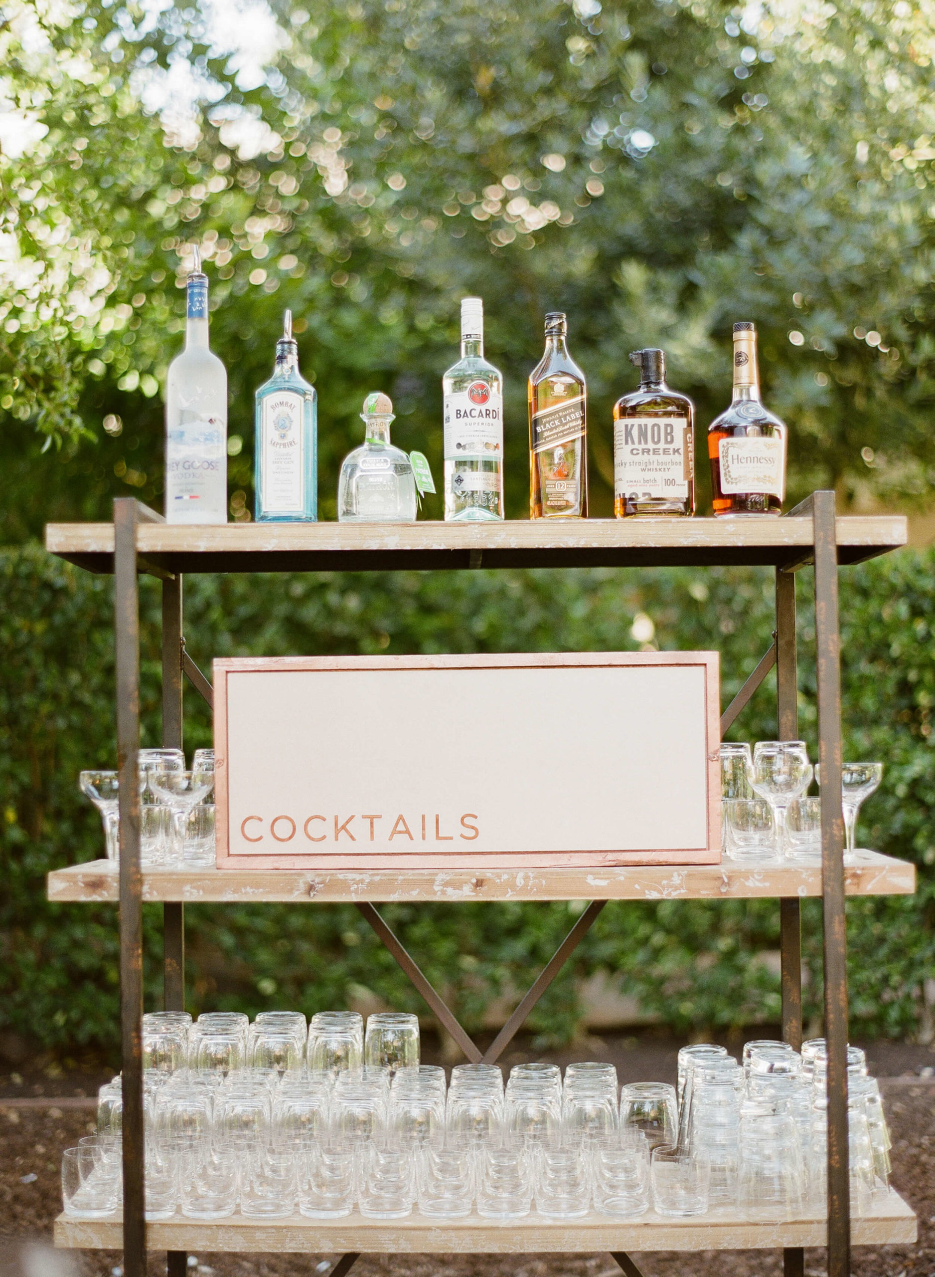 outdoor bar at wedding reception