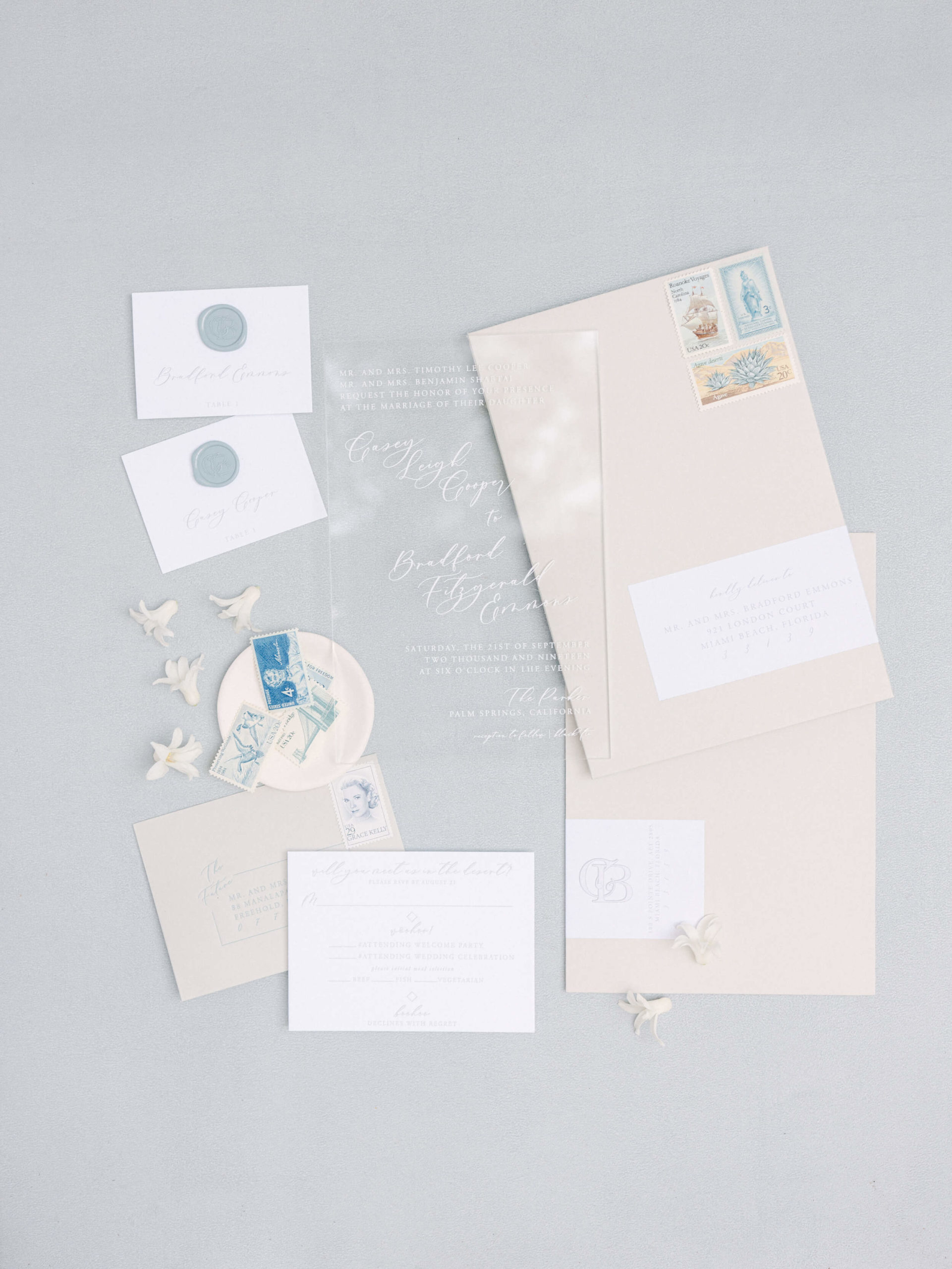 lucite wedding invitation suite by Swell Press