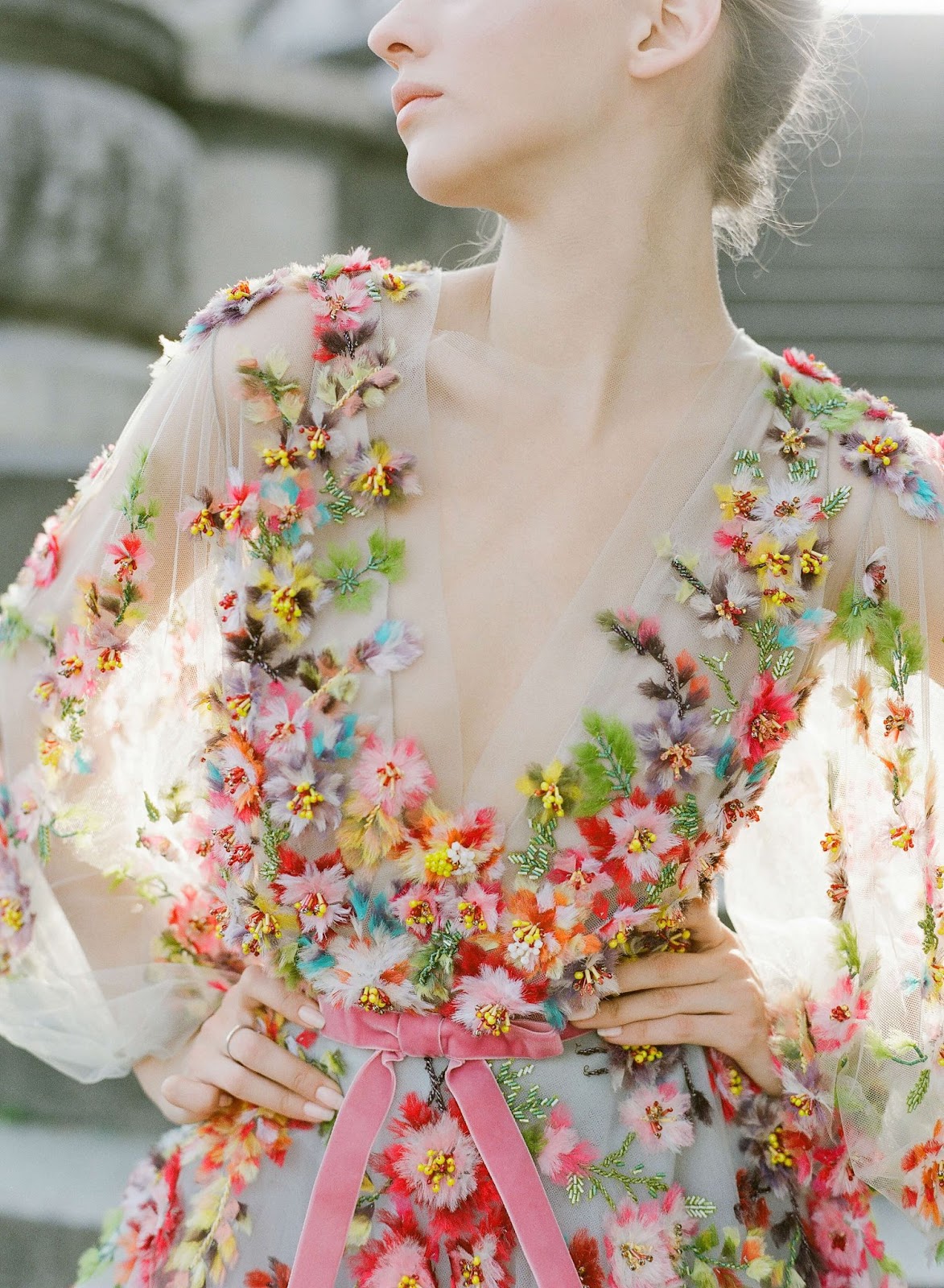 Marchesa floral gown worn in Paris