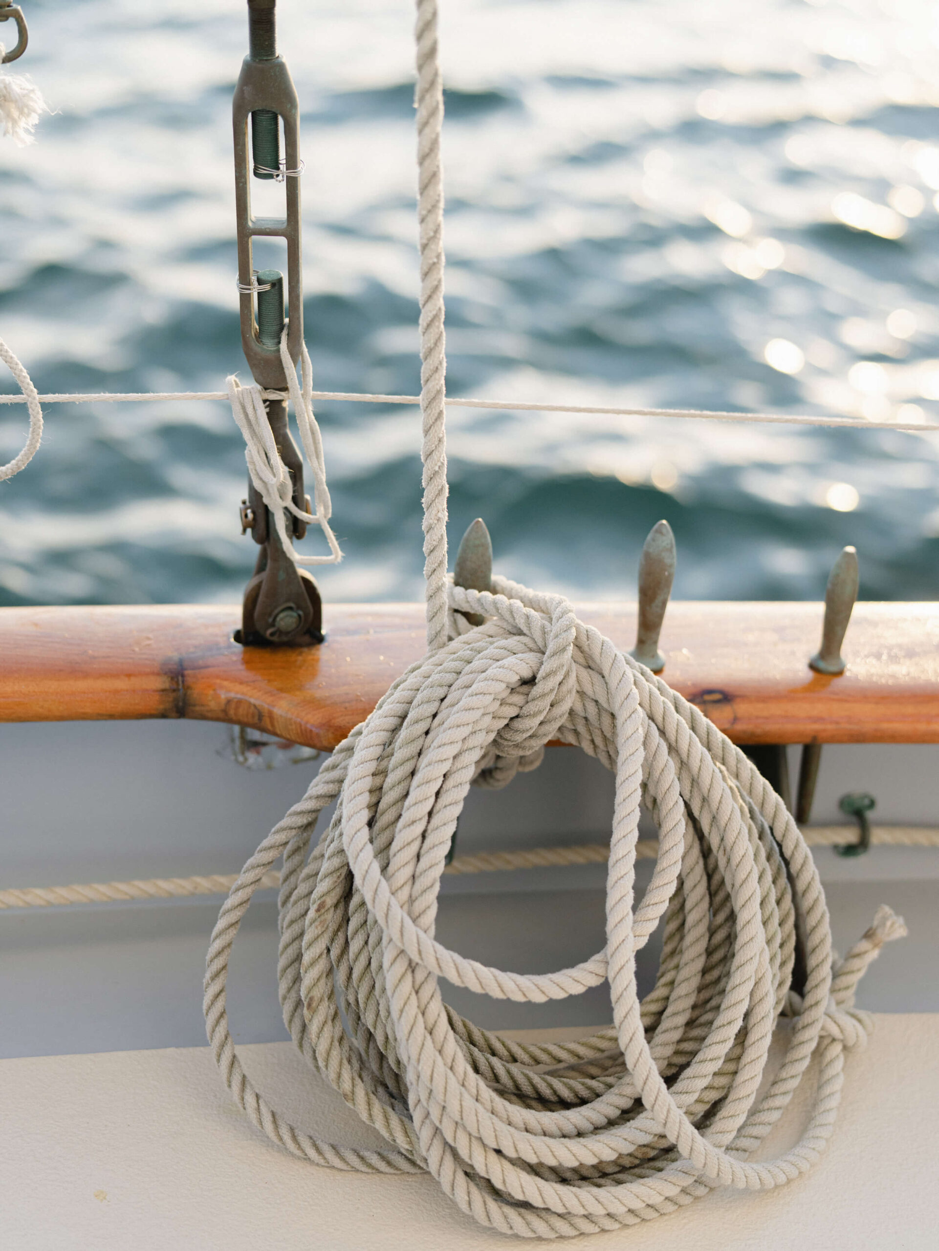 Rope details on a sailboat