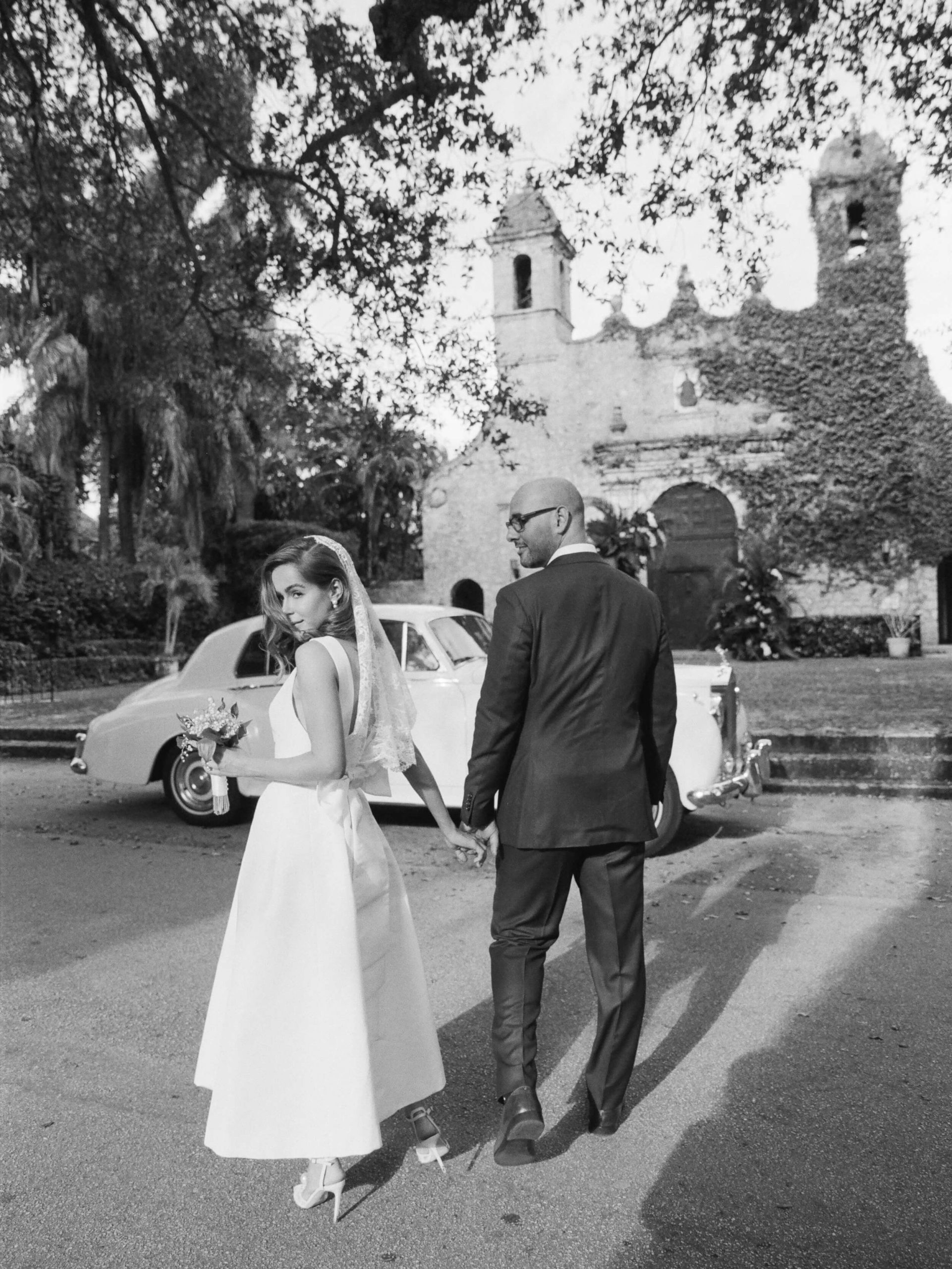 Stephanie and Pedro after their Miami wedding ceremony.