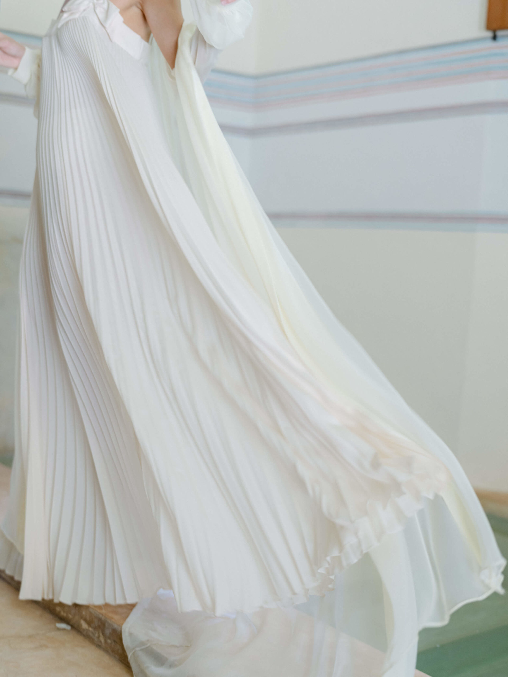 Closeup of bride's dressing gown