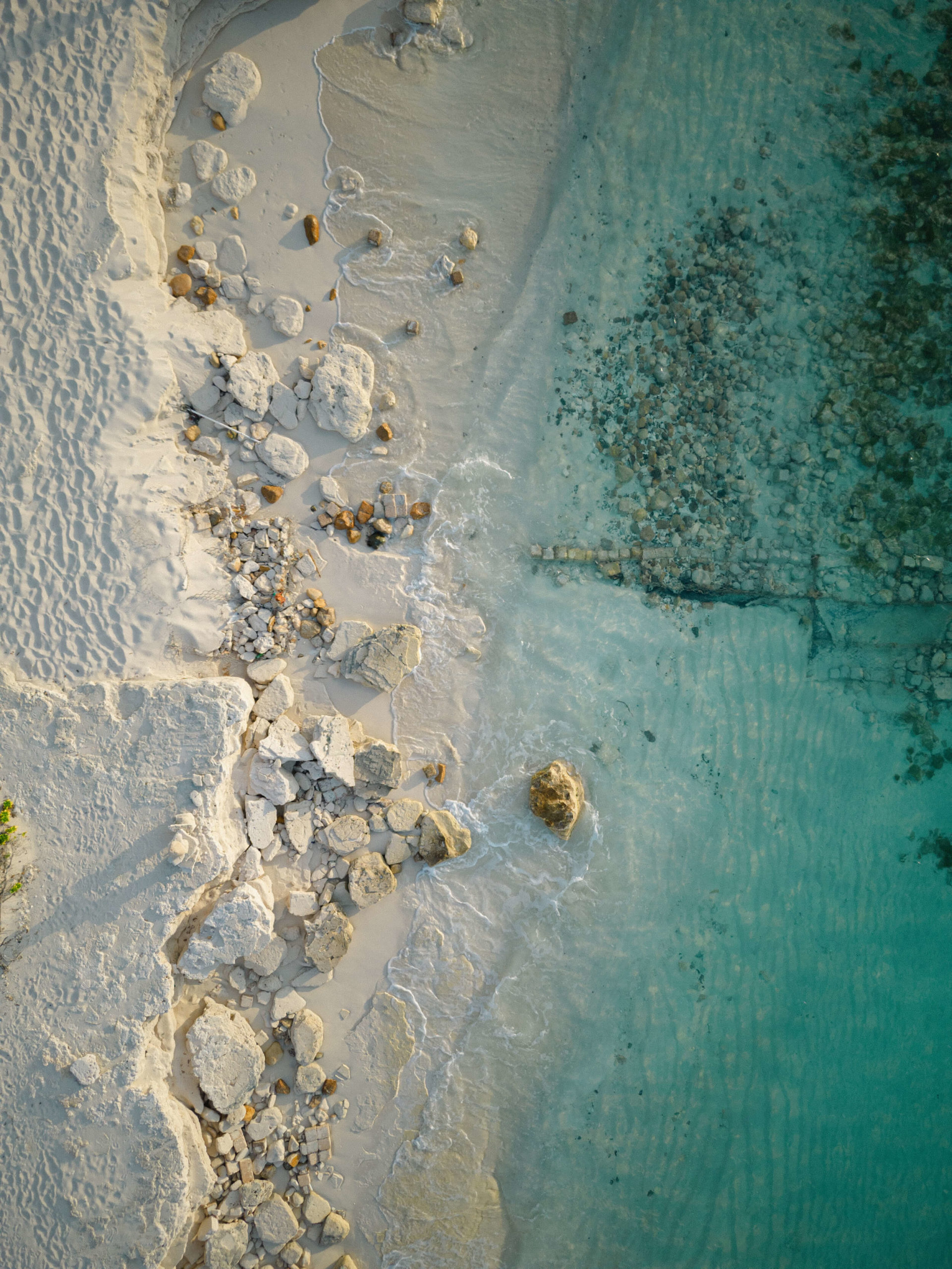 Aerial shot of the shore in Turks and Caicos