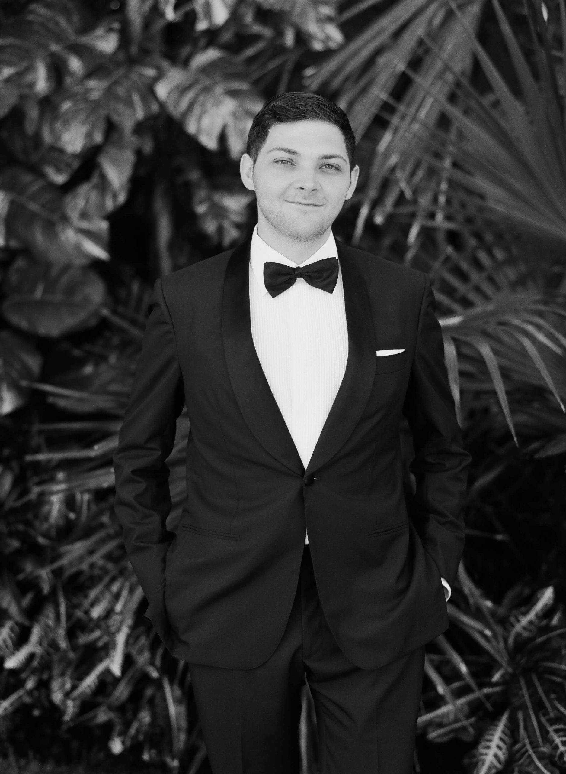 Lucas smiling in his tuxedo