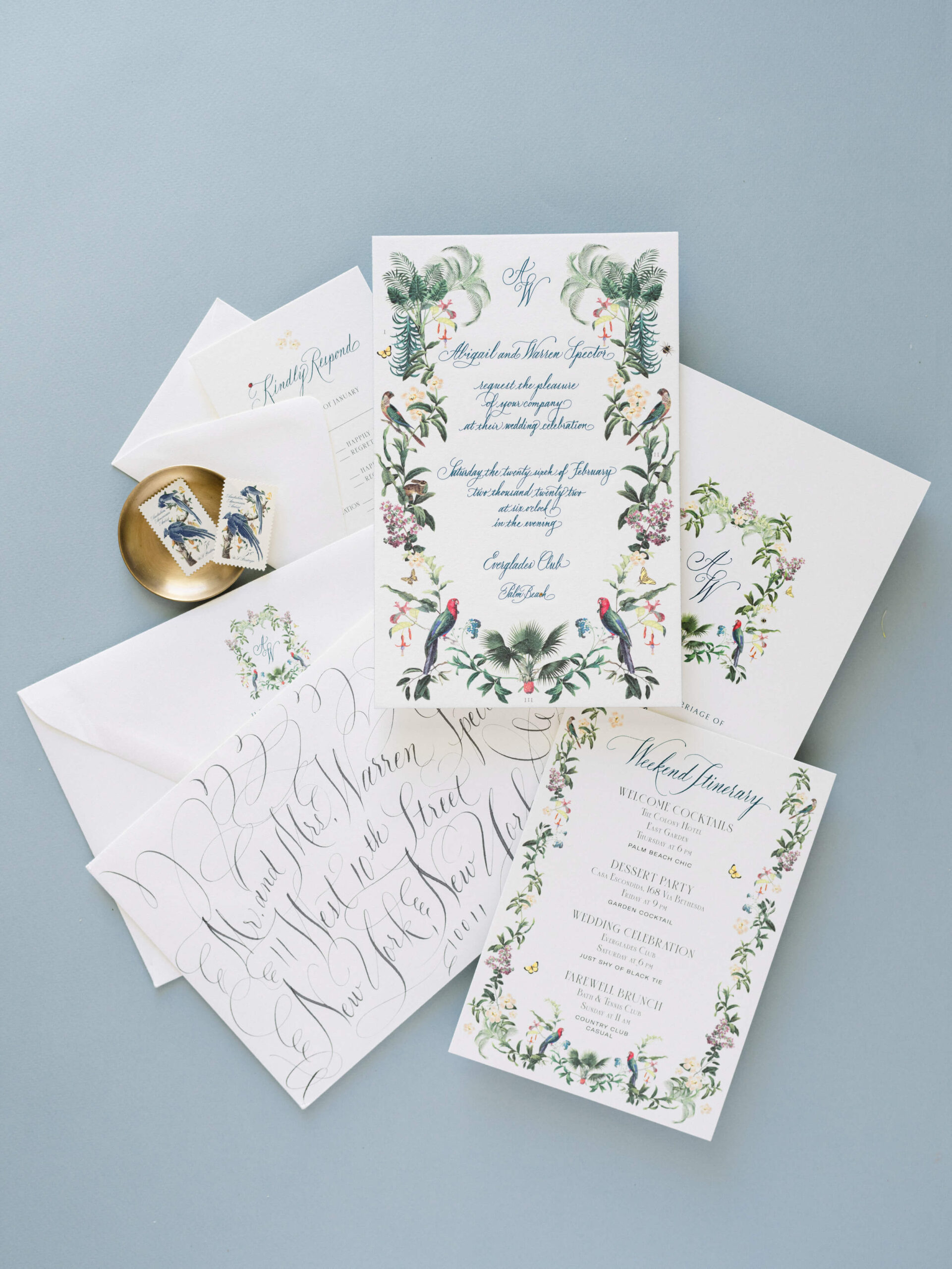 Abigail and Warren's tropical wedding invitations