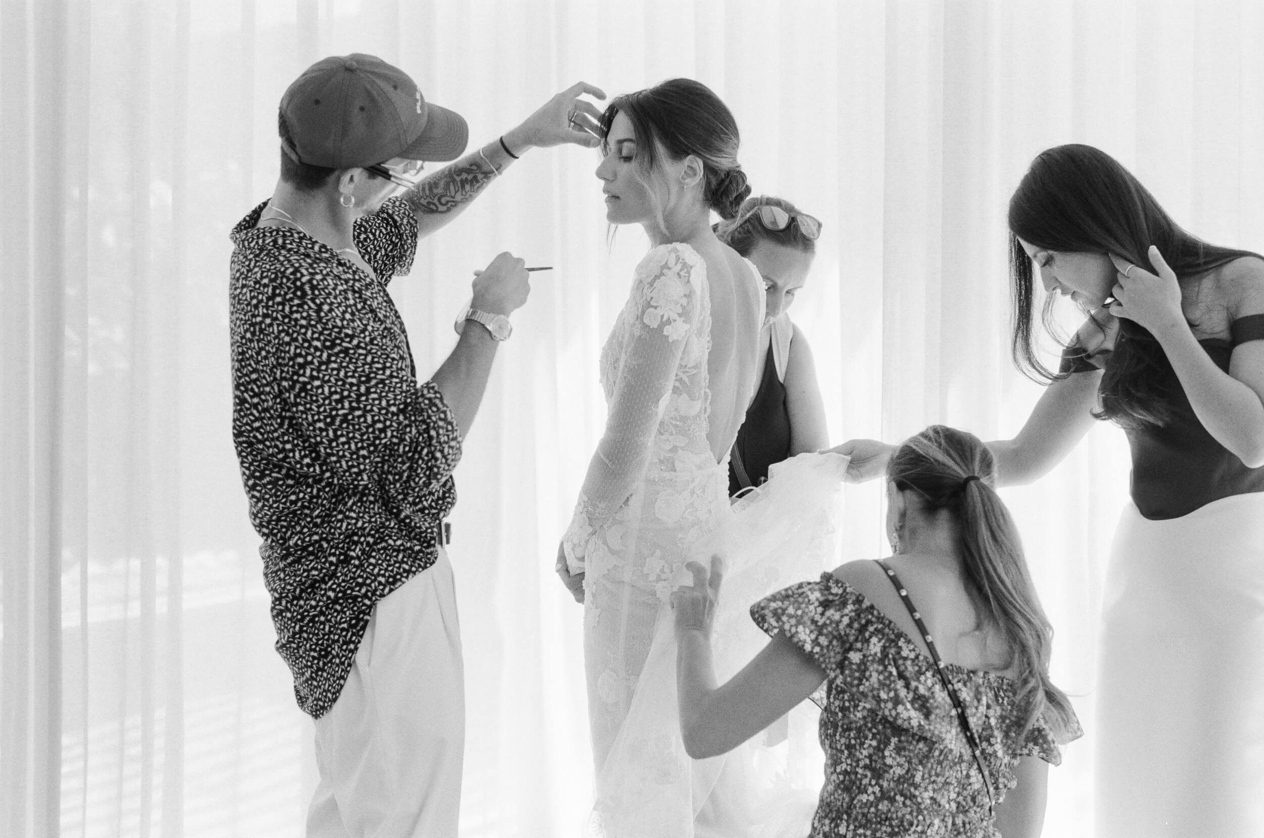 Olga's team getting her ready for the wedding ceremony