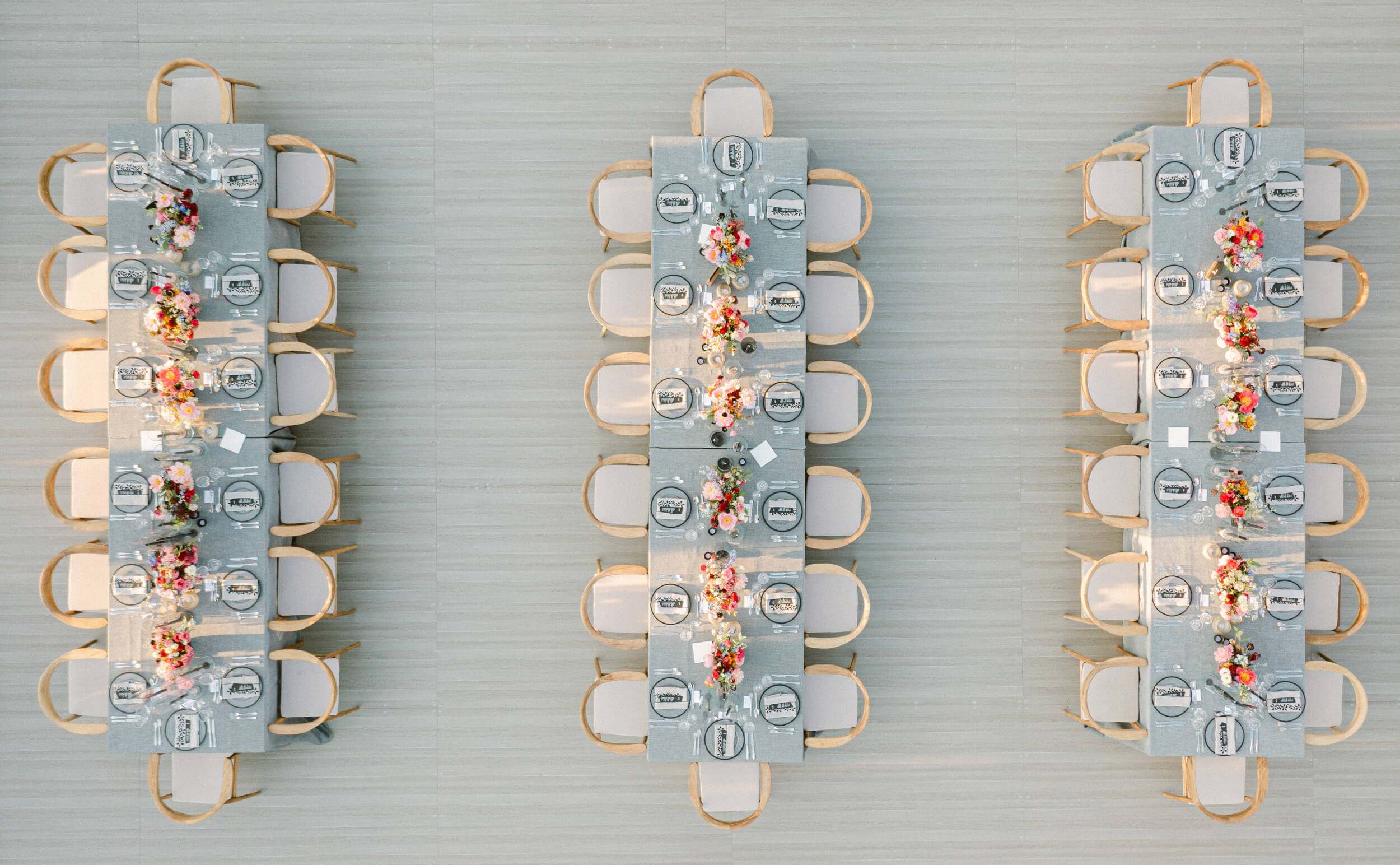 Aerial shot of reception tables
