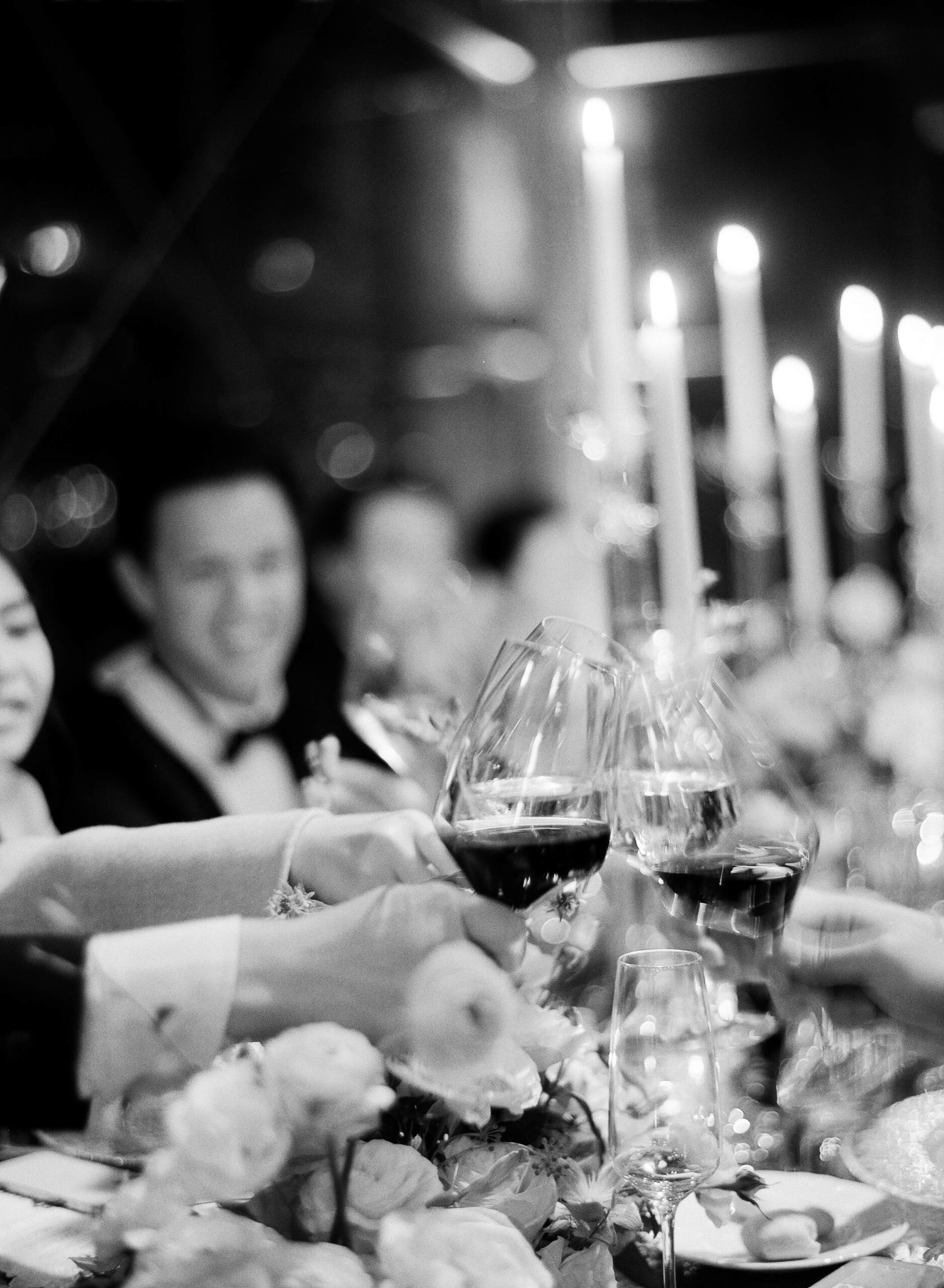 guests toast at the reception
